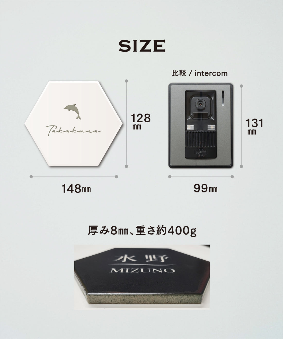 タイル表札 六角形